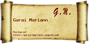 Garai Mariann névjegykártya